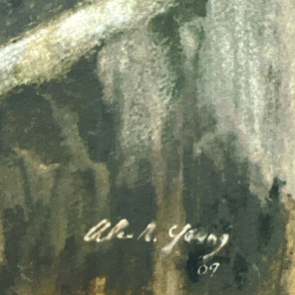 Vintage Owl Art Print Alan R Young Signed 2009 Wildlife Rustic Décor Matted 8x10 - Picture 3 of 6